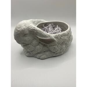 Vintage 1987 FTDA Ceramic Bunny Rabbit Planter Easter Basket 80s Kitsch